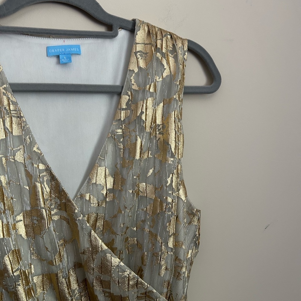 Draper James Sleeveless Tiered Gold Dress Size Large - Picture 2 of 8